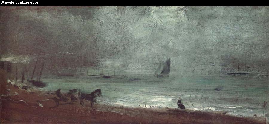 John Constable Bright Beach with Shipping and a gig to june 1824